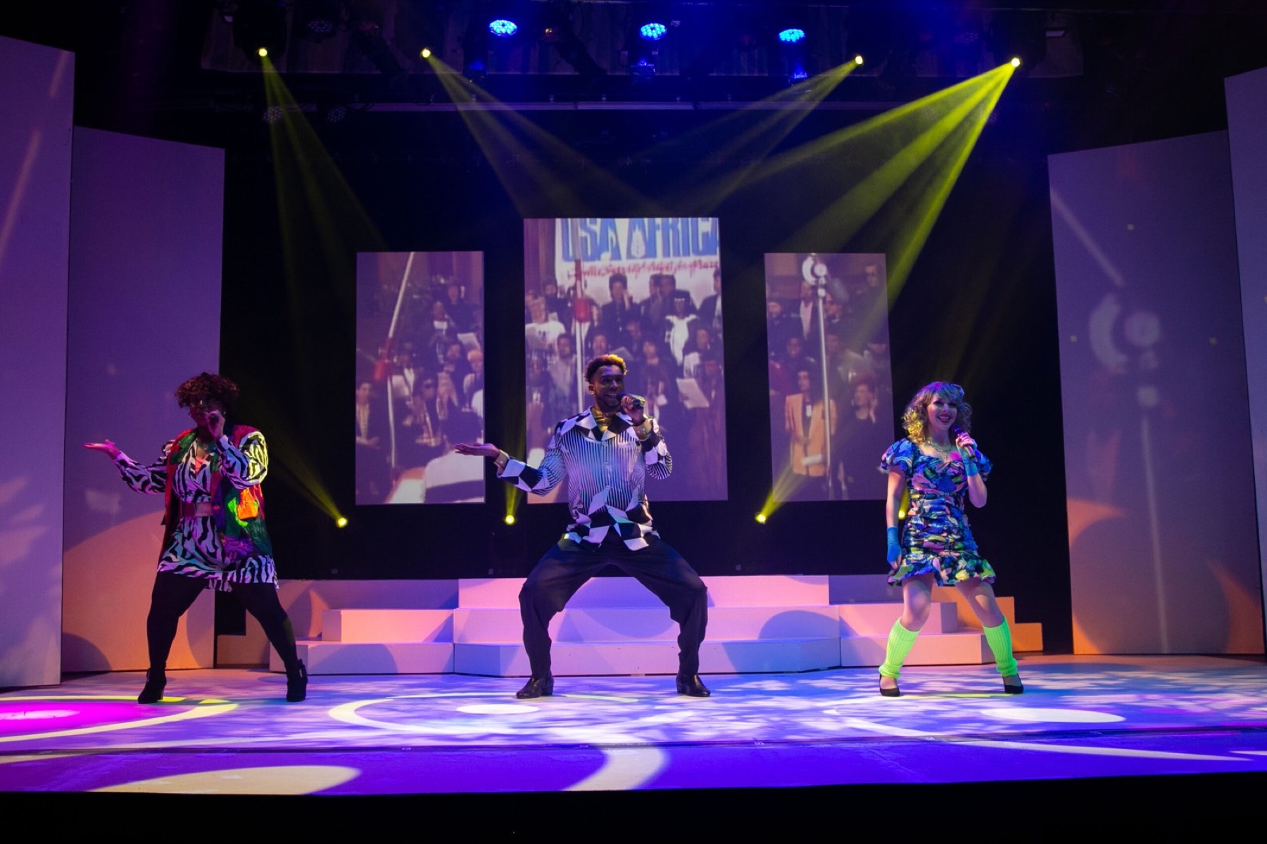 A production under stage lighting
